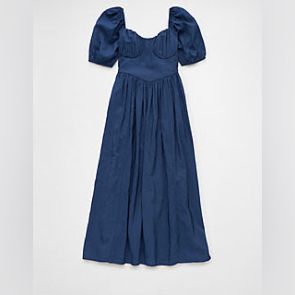 AE Puff Sleeve Corset Midi Dress